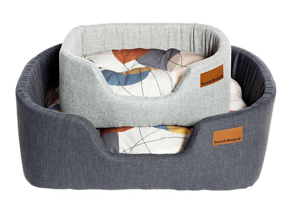 Colour Block Silver Dog Bed